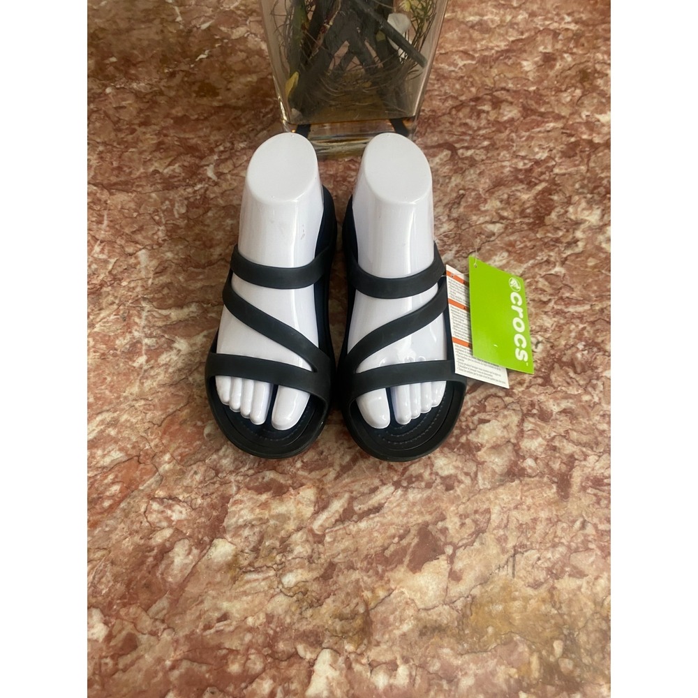 NWT Crocs Swiftwater Women's Black Slip-On Comfort Slide Sandals Size 7 - Picture 3 of 9